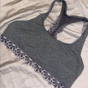 Aerie ribbed lace trim bralette
